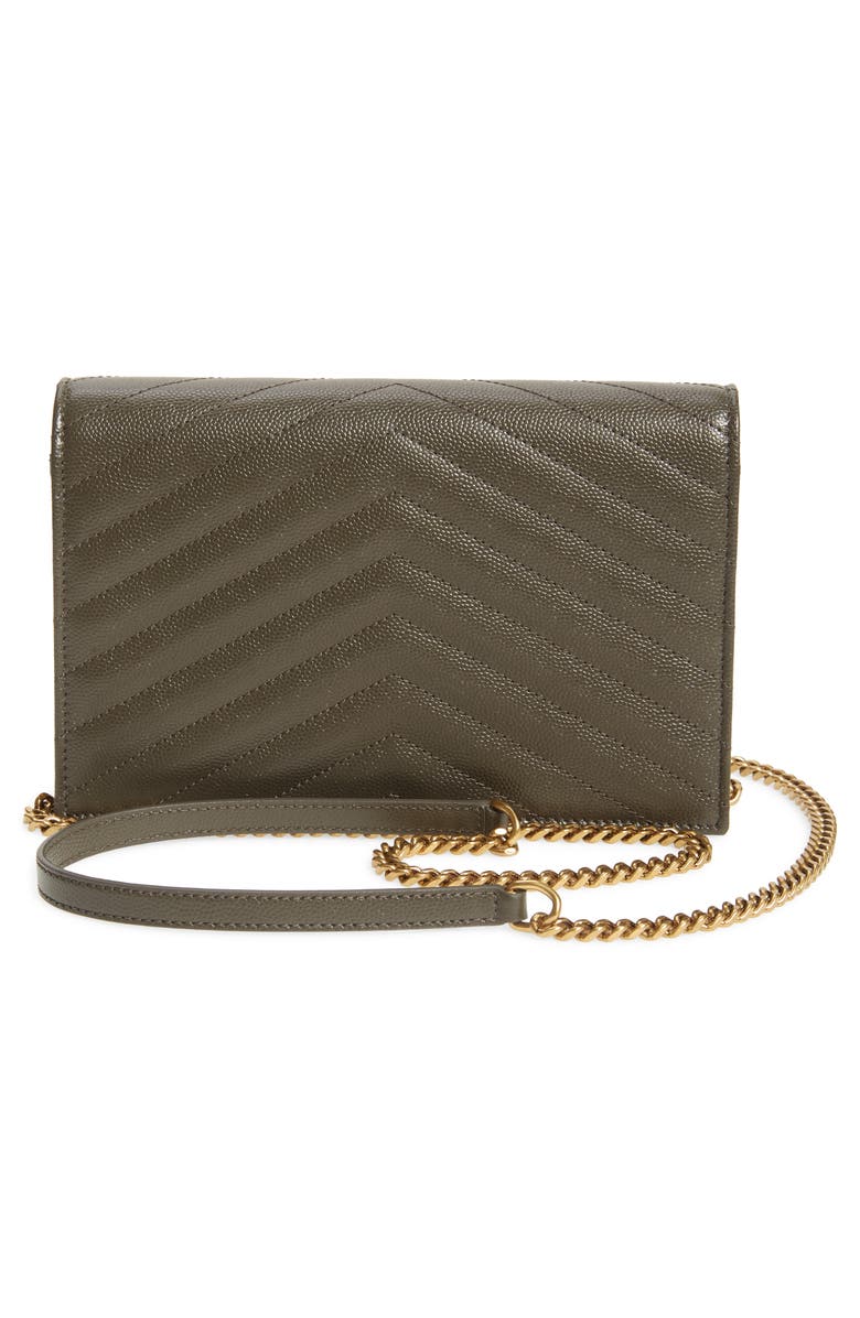 Saint Laurent Monogram Quilted Leather Wallet on a Chain, Alternate, color,