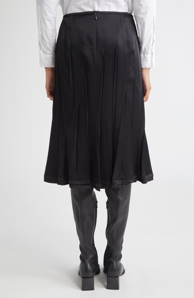 Jil Sander Envers Pleat Detail Raw Hem Satin Skirt, Alternate, color, Black