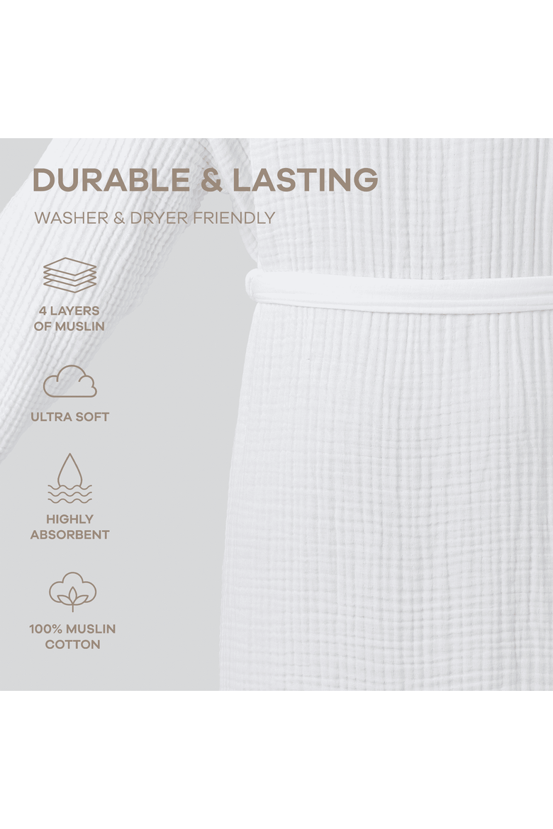 Adult Muslin Bathrobe, Alternate, color, White