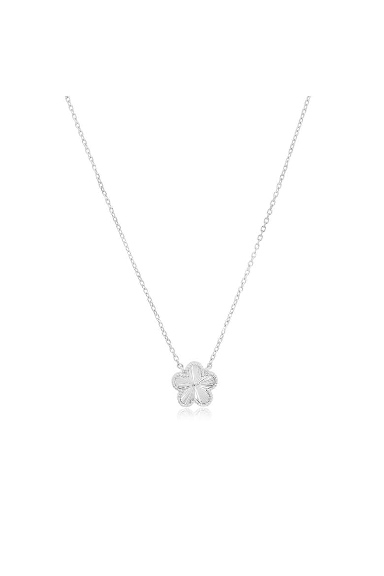 Fluted Single Flower Necklace, Main, color, Sterling Silver