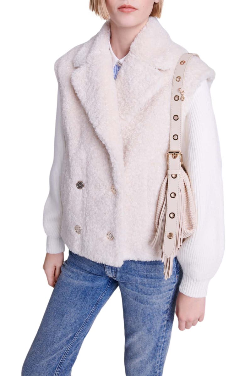 maje Belere Mixed Media Faux Fur Jacket, Alternate, color,