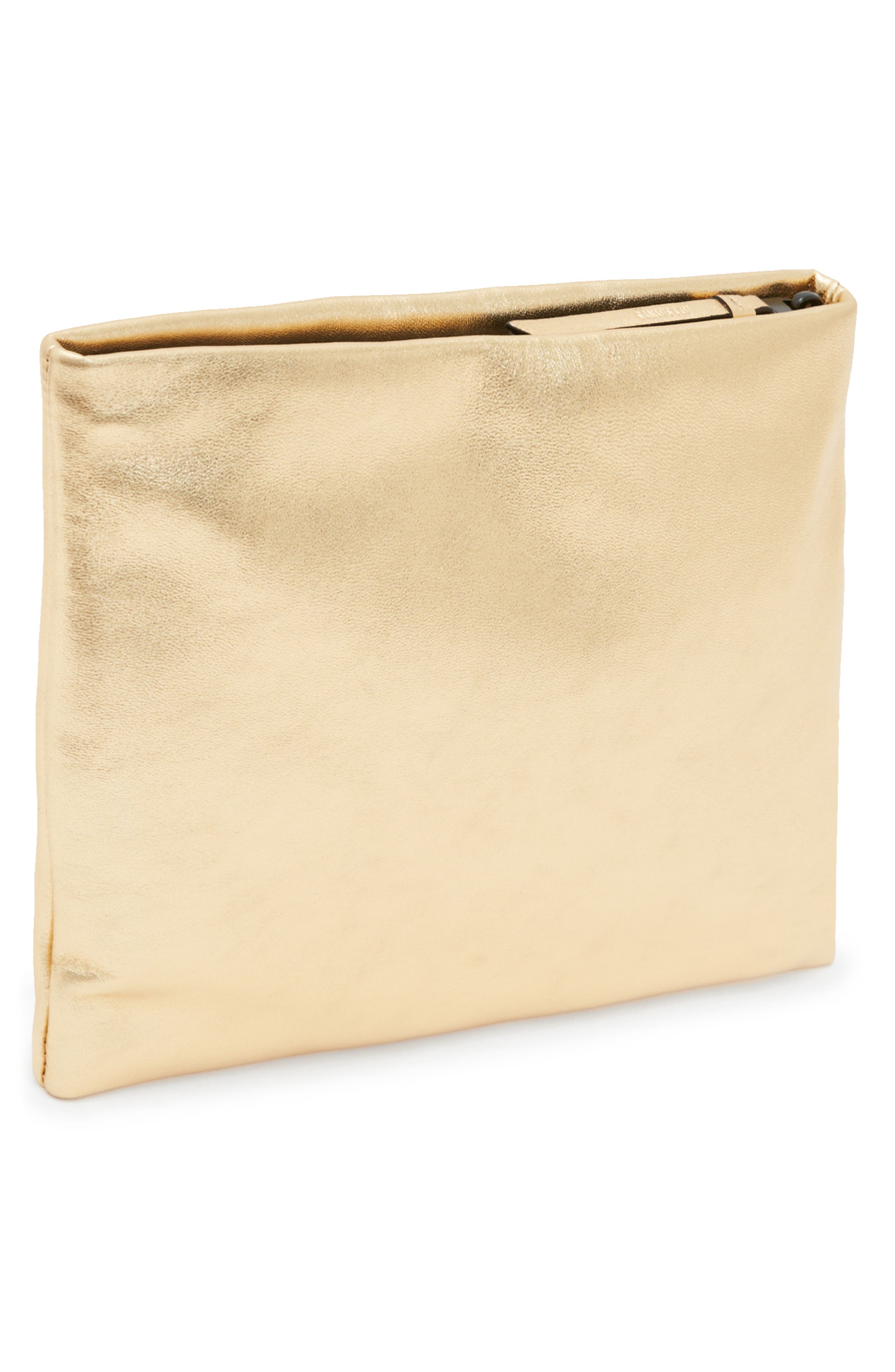 AllSaints Bettina Leather Clutch, Alternate, color, 