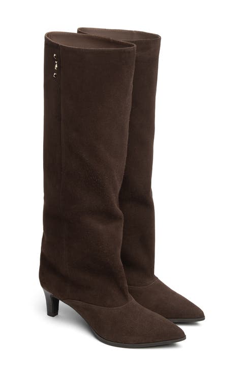 Cuff Pointed Toe Knee High Boot