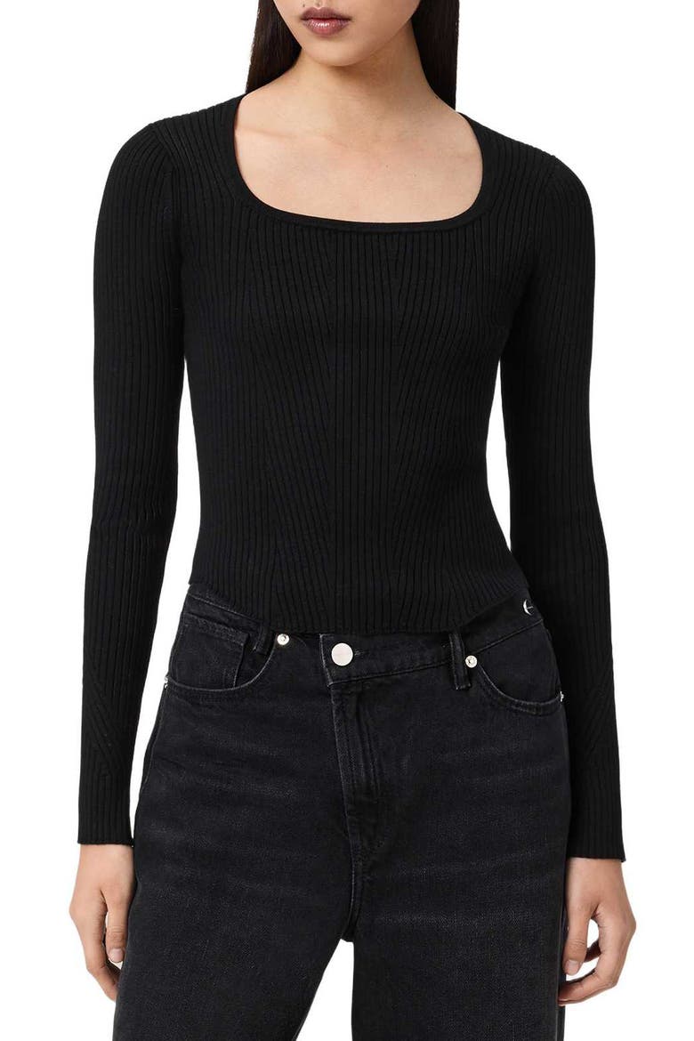 Cruz Hera Rib Sweater, Main, color, BLACK