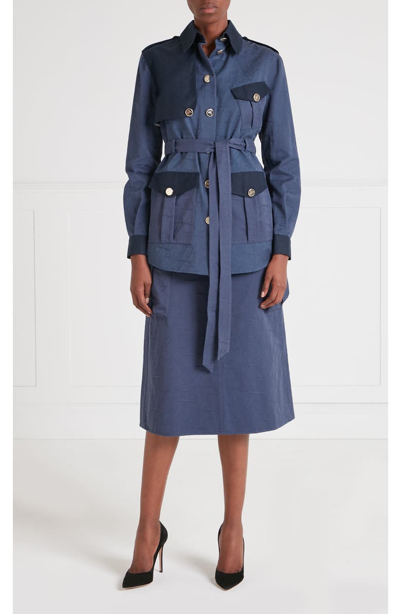 Temperley London Victory Shirt Jacket, Main, color, Sea Blue
