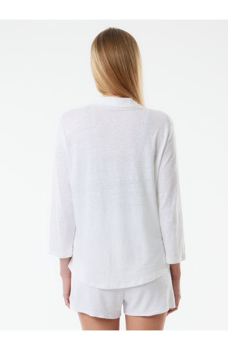 Majestic Filatures Stretch Linen 3/4 Sleeve Shirt, Alternate, color, Blanc