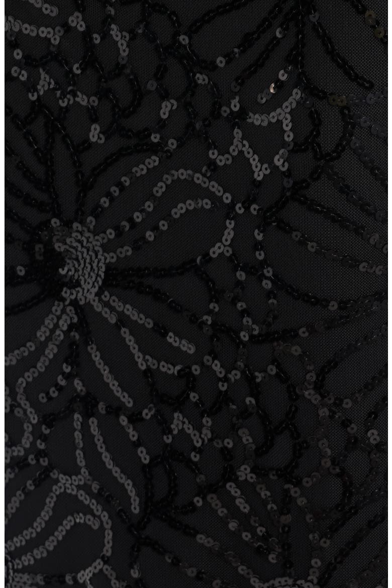 Draped Neck Sequined Midi Dress, Alternate, color, ANNE BLACK