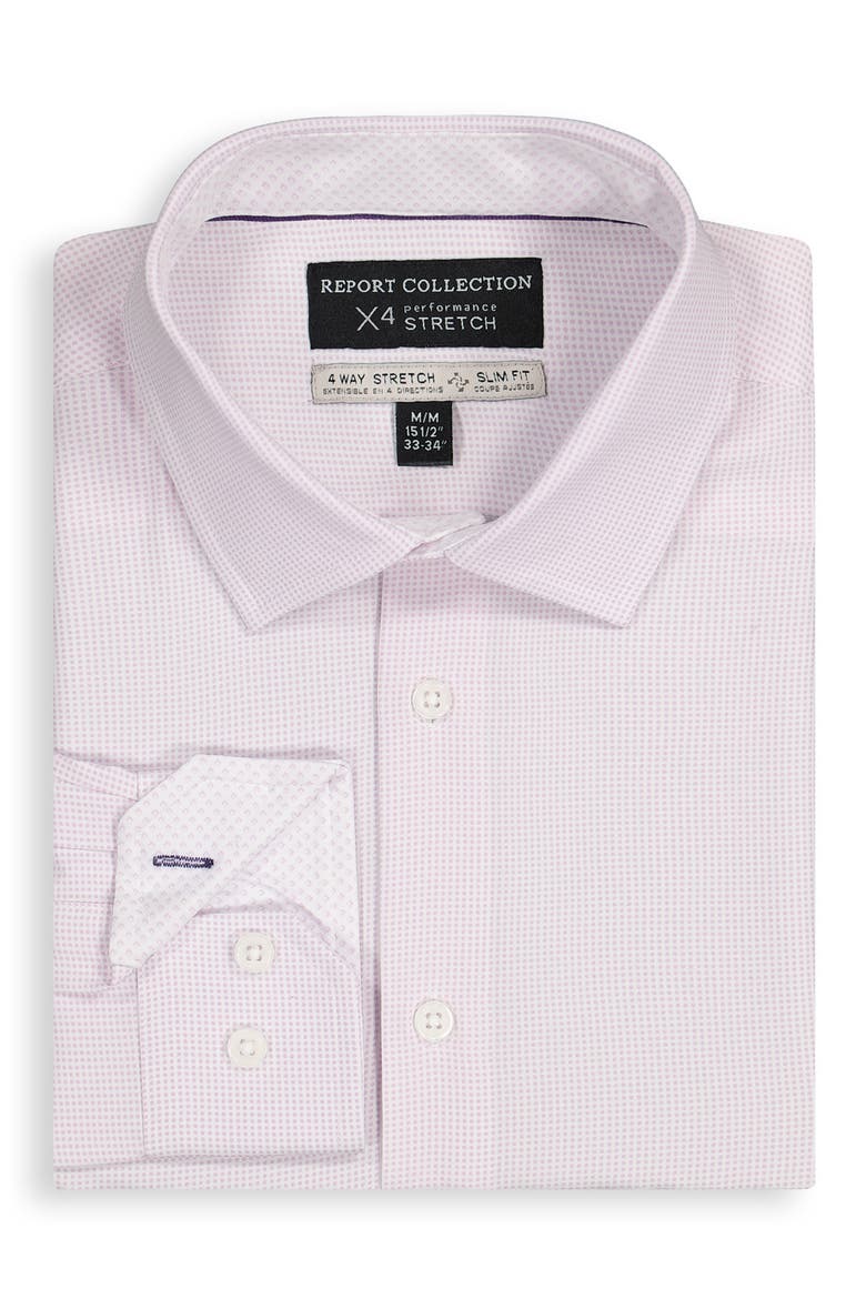 4X Stretch Slim Fit Microdot Dress Shirt, Alternate, color, 56 LAVENDER