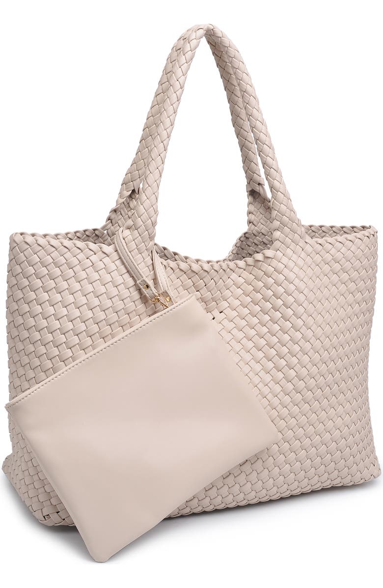 MODA LUXE Woven Unlined Tote Bag and Pouch, Alternate, color, Ivory