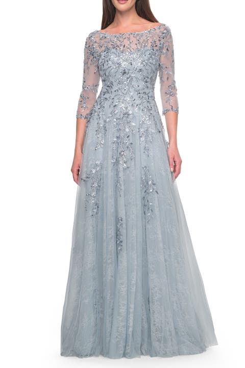 A-Line Lace and Beaded Mother of the Bride Gown