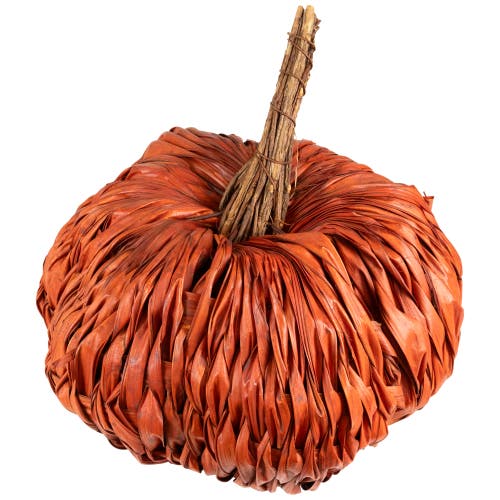 Northlight Woven Rattan Fall Harvest Pumpkin Decoration In Orange