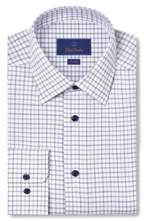 David Donahue Trim Fit Check Cotton Dobby Dress Shirt In Blue