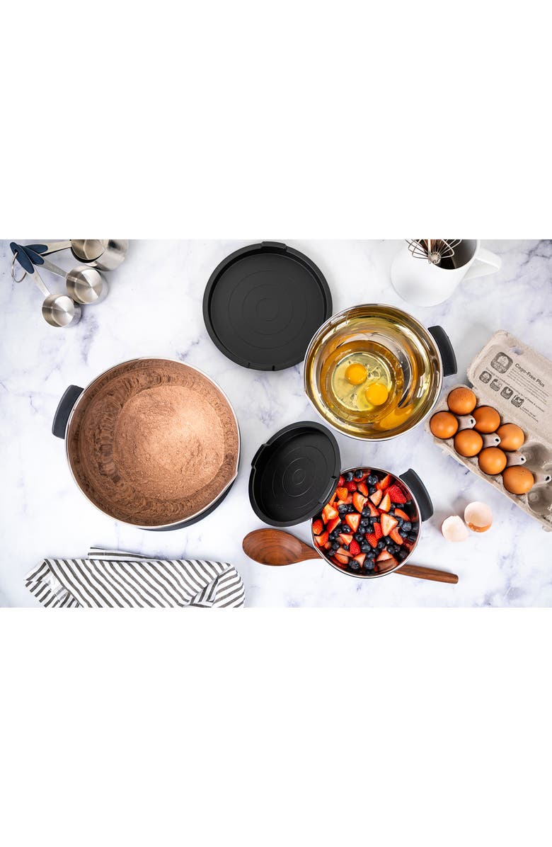 Core Home 6-Piece Non-Skid Stainless Steel Mixing Bowls & Lids Set, Alternate, color, Onyx