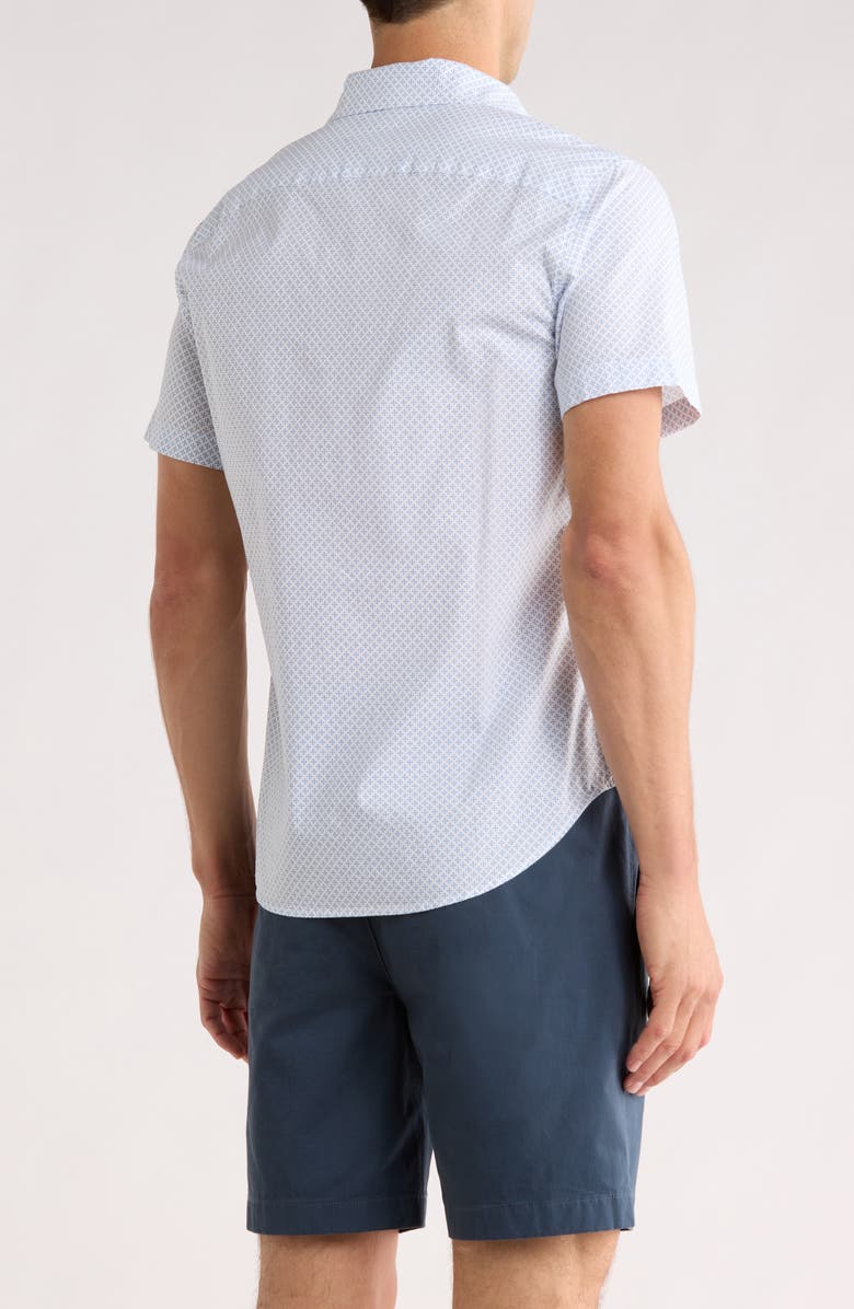Bonobos Bahia Geometric Slim Fit Short Sleeve Stretch Cotton Button-Up Shirt, Alternate, color, White/ Blue Micro