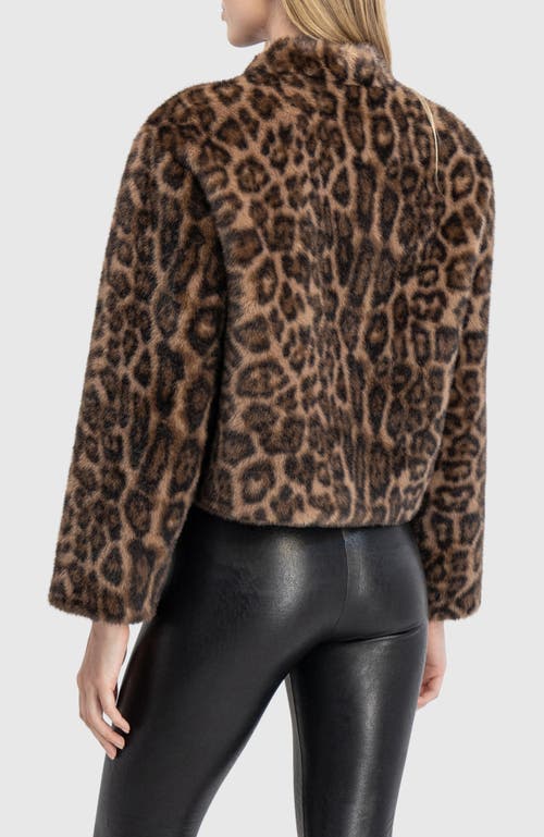 Lyla Grant Fur-free Mink (faux Fur) Collarless Jacket In Animal Print