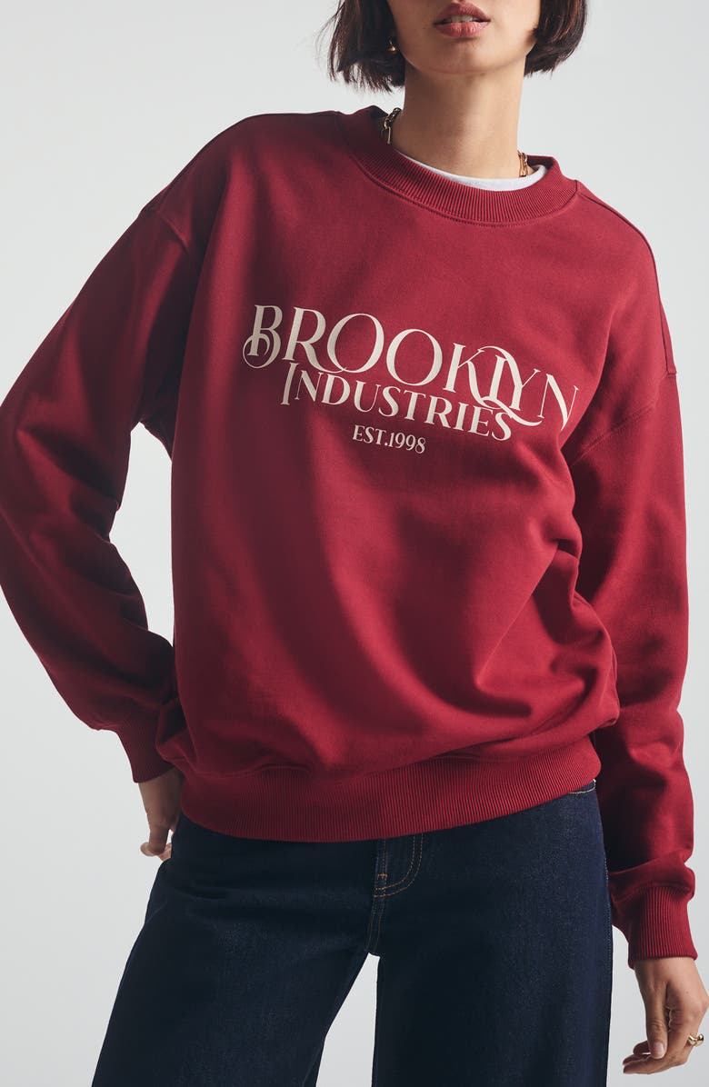 Brooklyn Industries Logo Crewneck Sweatshirt, Main, color, Biking Red