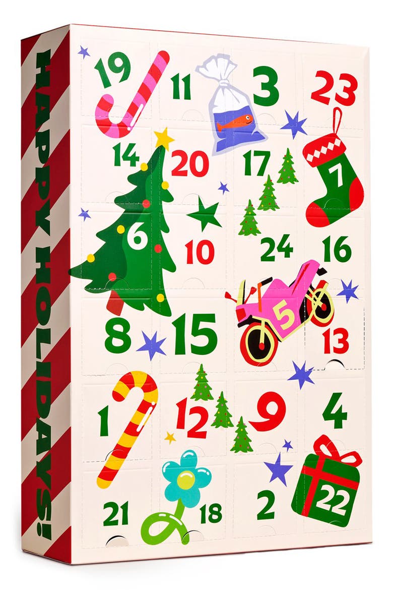 Assorted 24-Pack Advent Calendar Crew Socks Gift Set, Alternate, color, WHITE