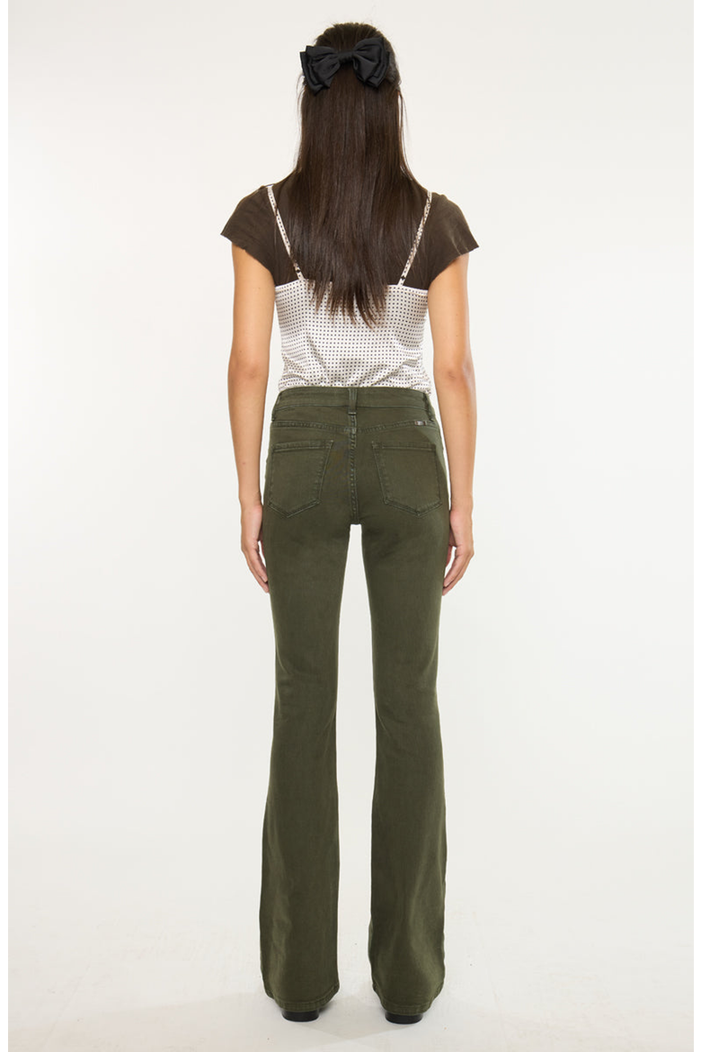 Olive High Rise Flare Jeans, Alternate, color, Olive