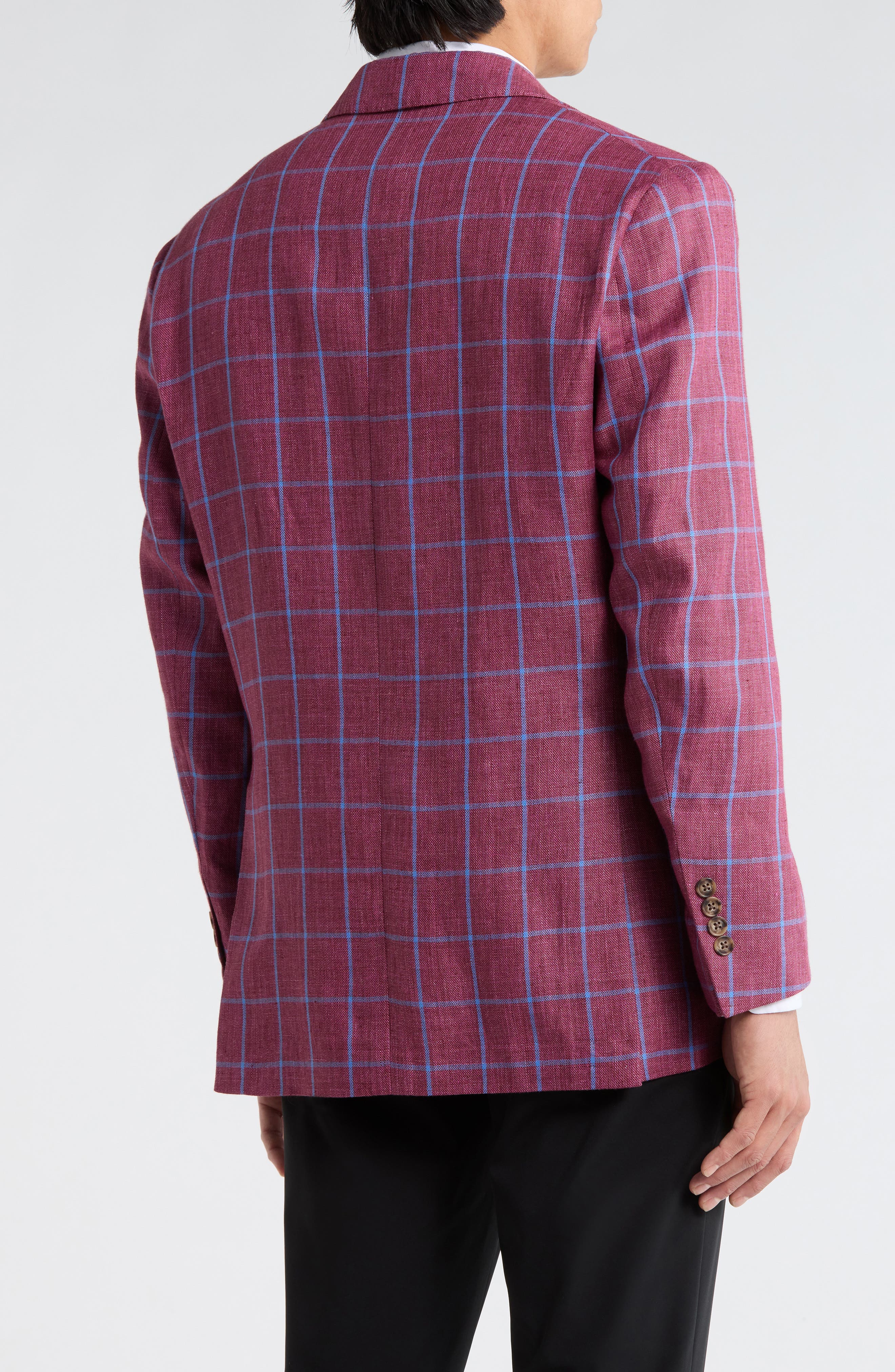 Plaid Linen Two-Button Sport Coat - image 2