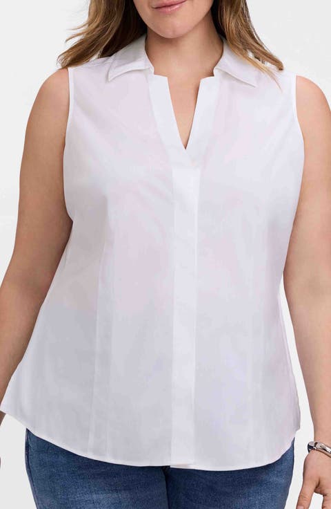 Taylor Non-Iron Sleeveless Button-Up Shirt (Plus Size)