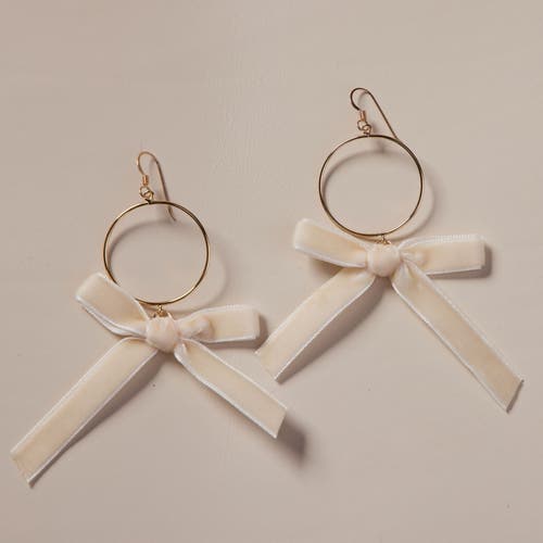 Nickel & Suede Claras Statement Earrings In Cream