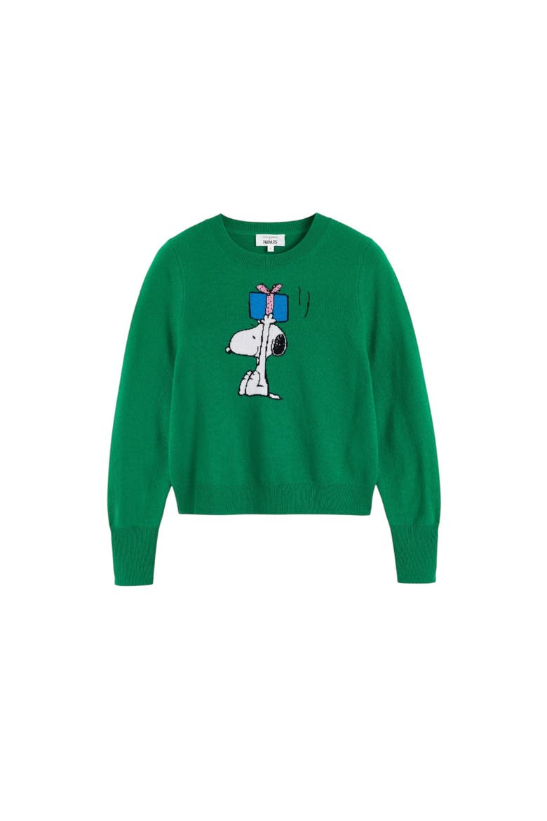 Wool-cashmere Snoopy's Gift Sweater, Alternate, color, Green