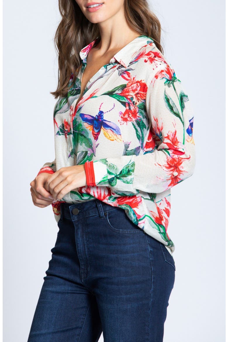 Print Button-Up Shirt, Alternate, color, RED MULTI