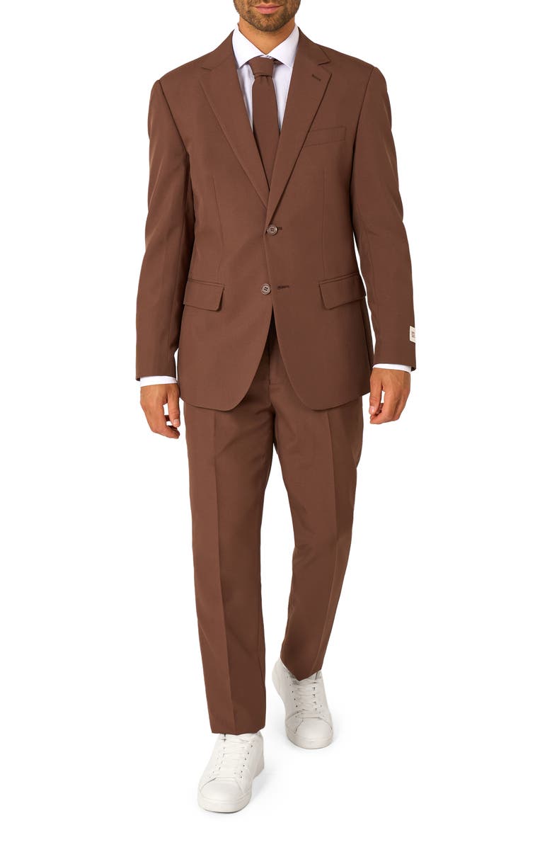 OppoSuits Bold Brown Slim Fit Two-Piece Suit & Tie Set, Main, color, Brown