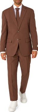 OppoSuits Bold Brown Slim Fit Two-Piece Suit & Tie Set