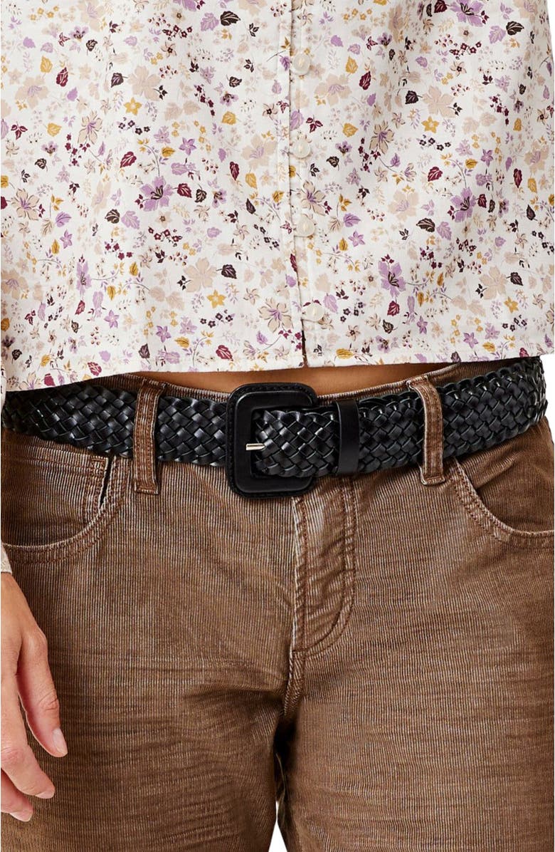 Carve Designs Woven Leather Belt, Alternate, color, Black