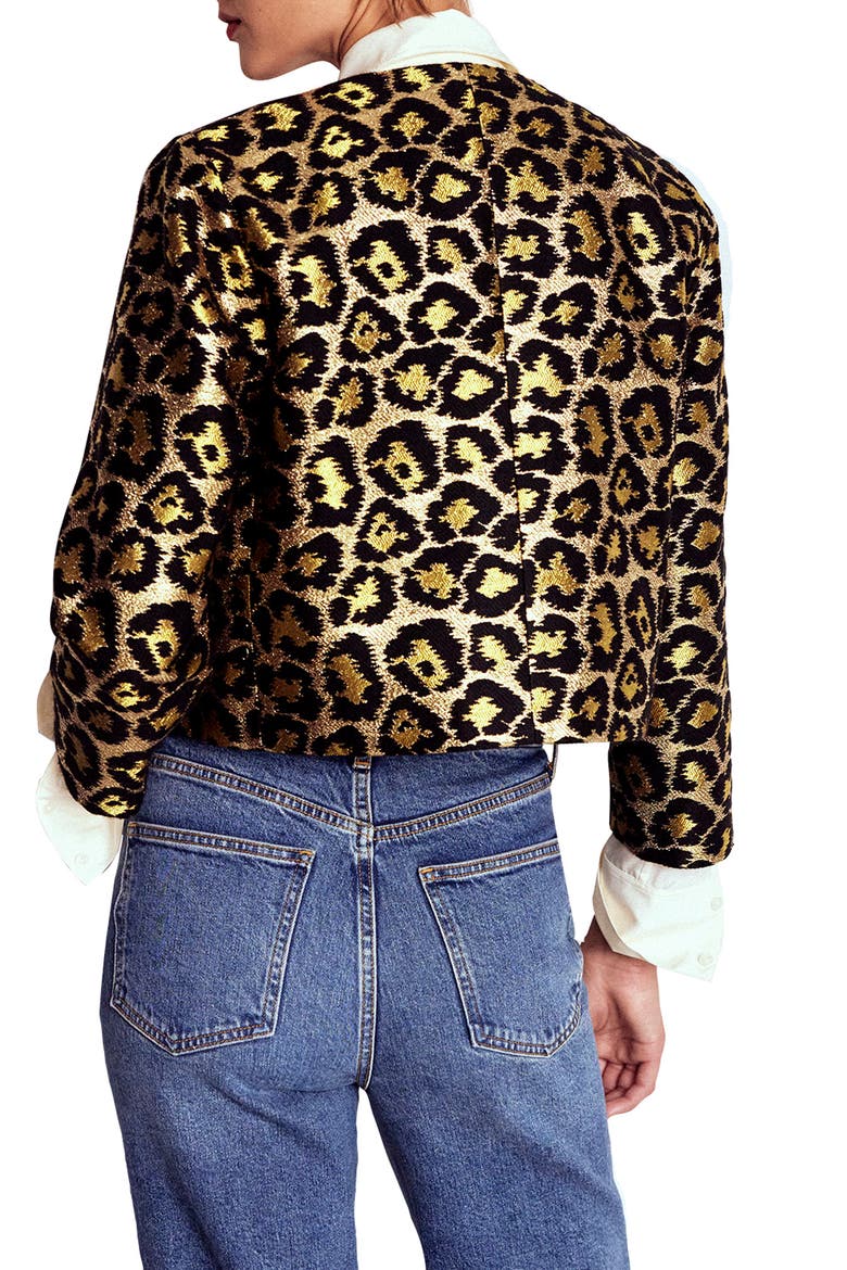 Metallic Leopard Crop Jacket, Alternate, color, METALLIC GOLD