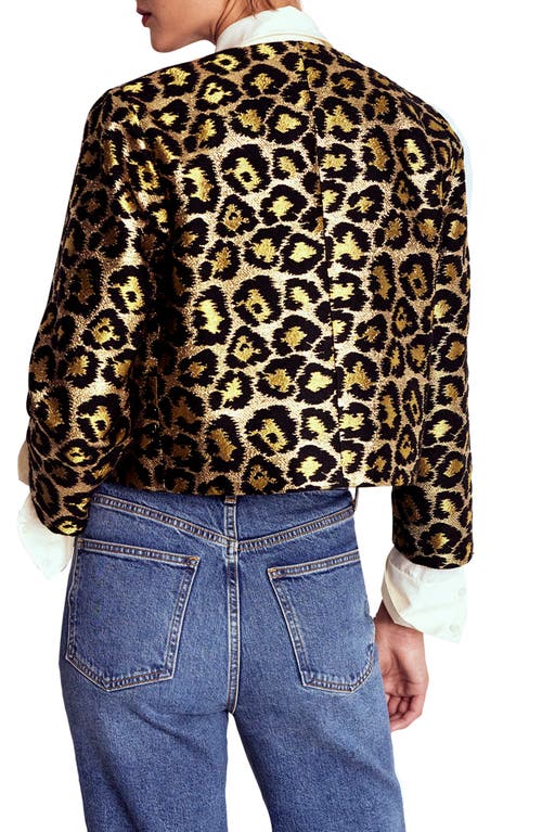 Boden Metallic Leopard Crop Jacket In Gold