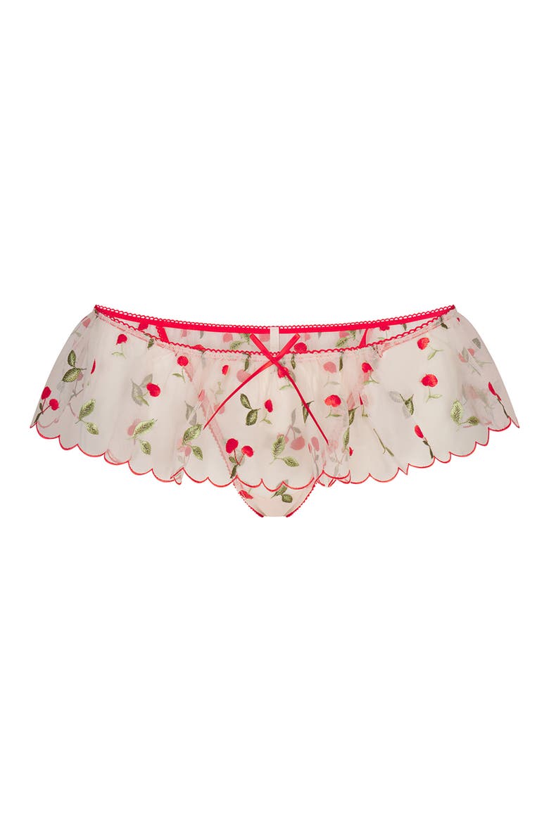 Embroidered Tulle Skirt Bikini, Alternate, color, PRIMROSE CHERRY TULLE
