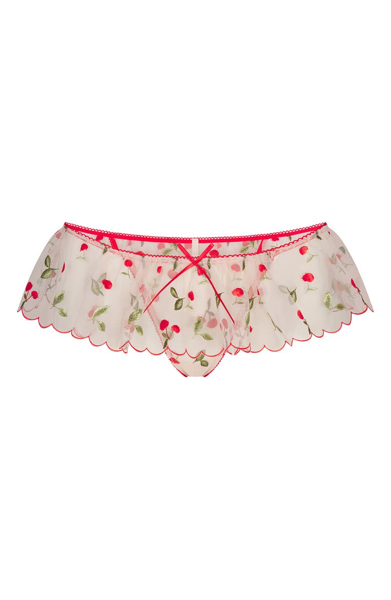 SKIMS Embroidered Tulle Skirt Bikini, Alternate, color, Primrose Cherry Tulle