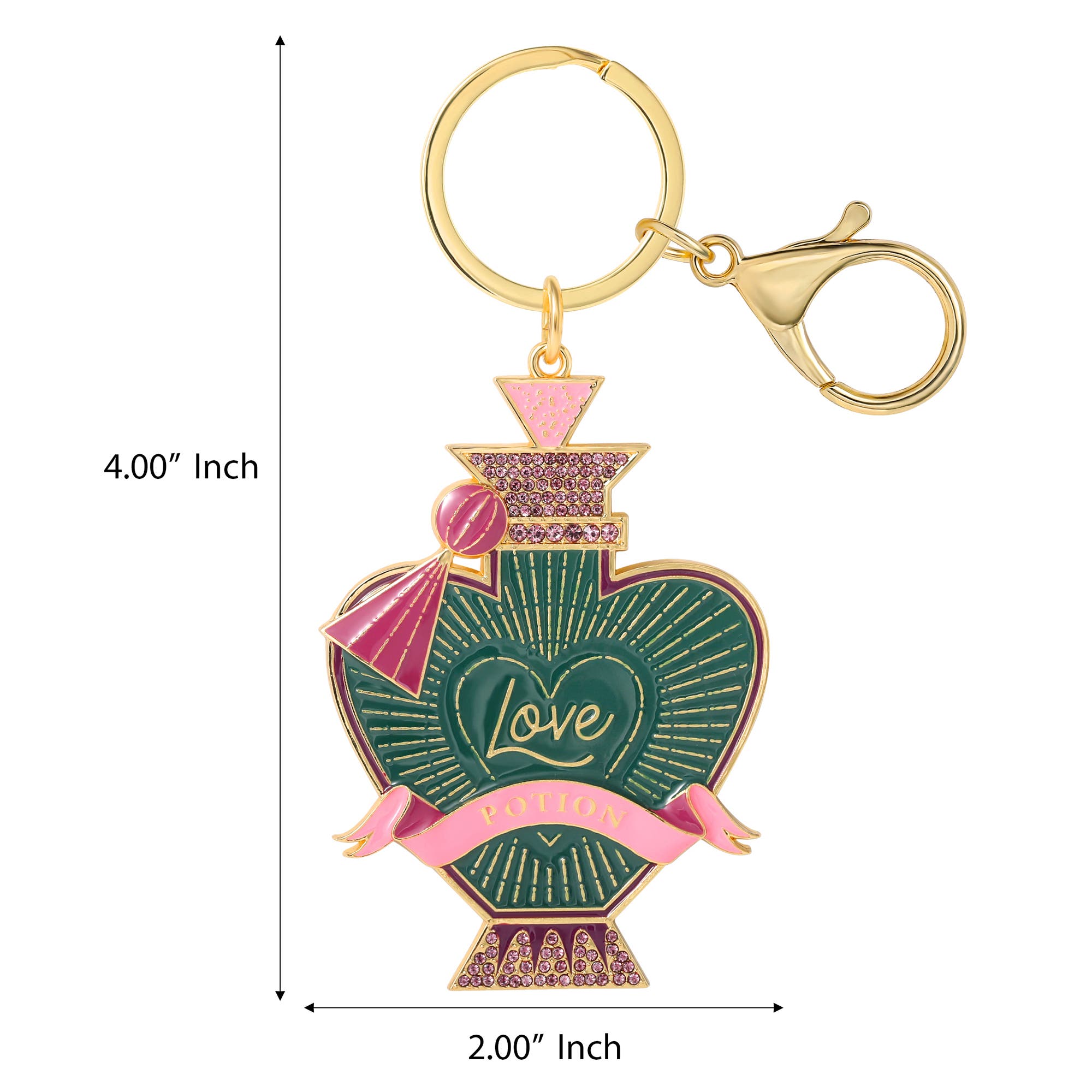 Love Potion Bag Charm Keychain Official License, Alternate, color, Gold tone