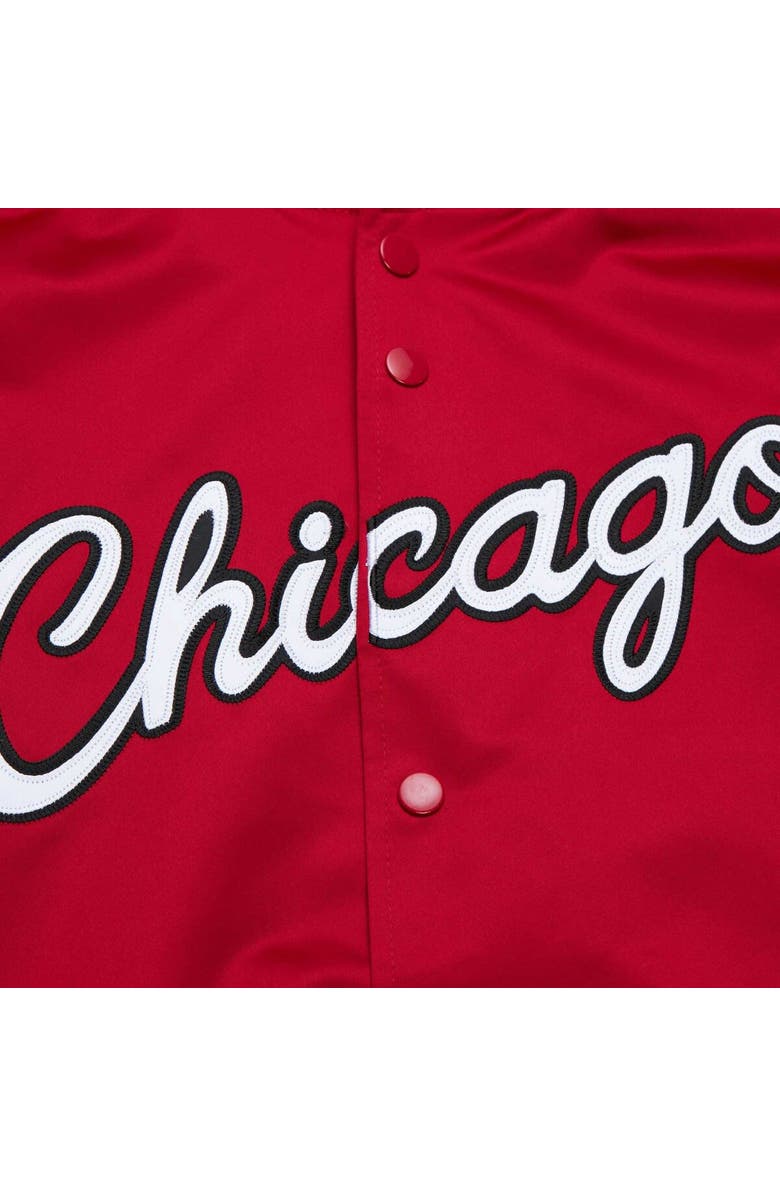 Mitchell & Ness Men's Mitchell & Ness Red Chicago Bulls Hardwood Classics Throwback Wordmark Raglan Full-Snap Jacket, Alternate, color,