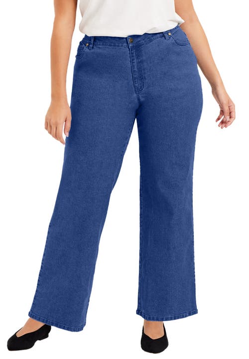 June + Vie Curvie Fit Wide-leg Jeans In Blue