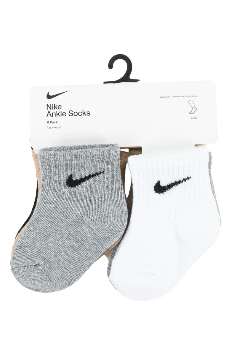 Nike Assorted 6-Pack Cotton Blend Socks, Alternate, color, Dark Grey Heather / Black