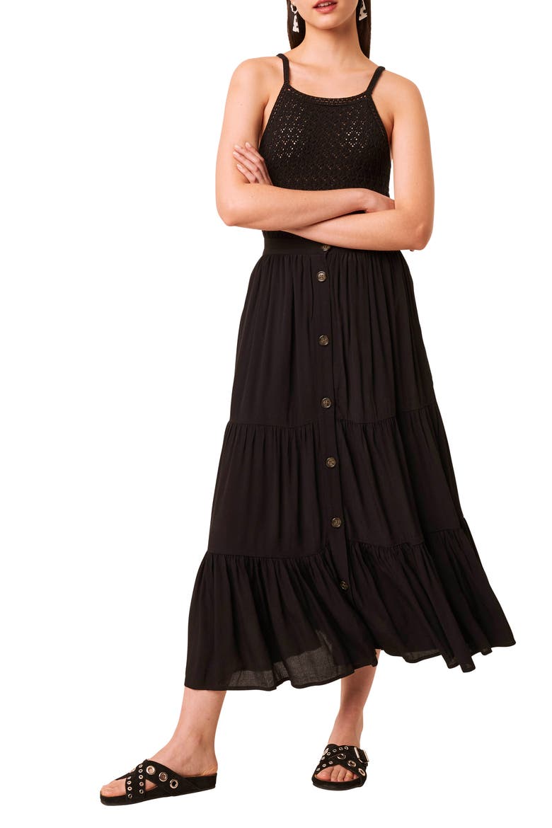 Easha Drape Maxi Skirt, Alternate, color, BLACK