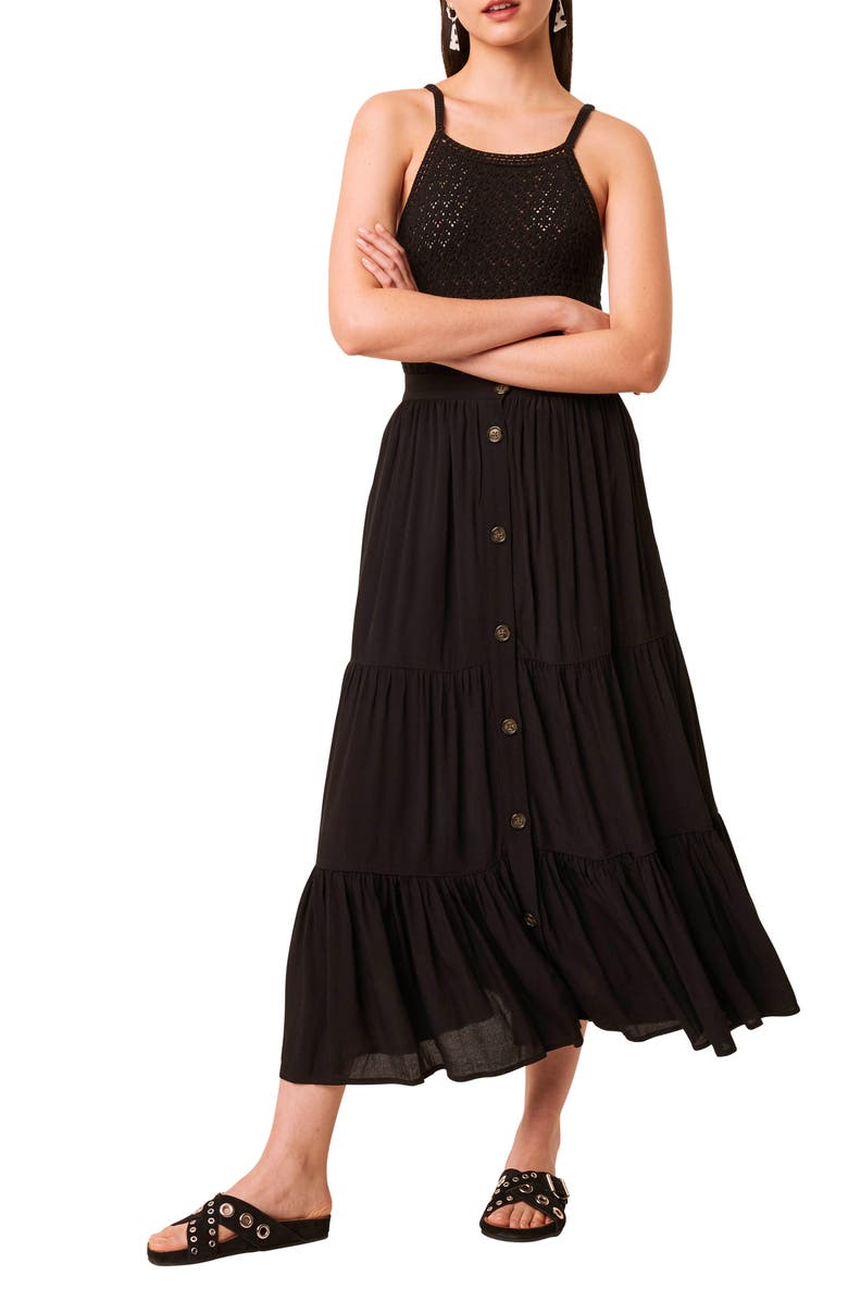 French Connection Easha Drape Maxi Skirt, Alternate, color, 