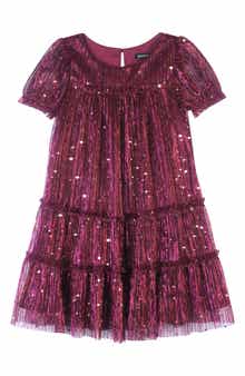 Kids' Plissé Metallic Babydoll Dress