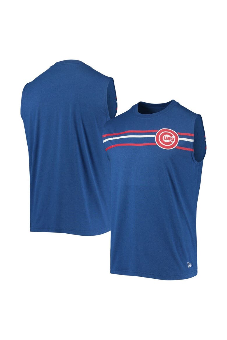 Men's New Era Heathered Royal Chicago Cubs Muscle Tank Top, Alternate, color, Heather Royal