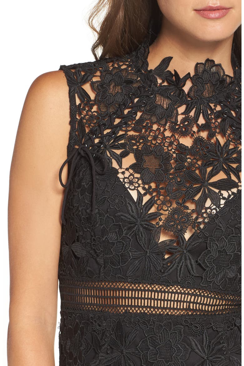 Paris Lace Body-Con Dress, Alternate, color, BLACK