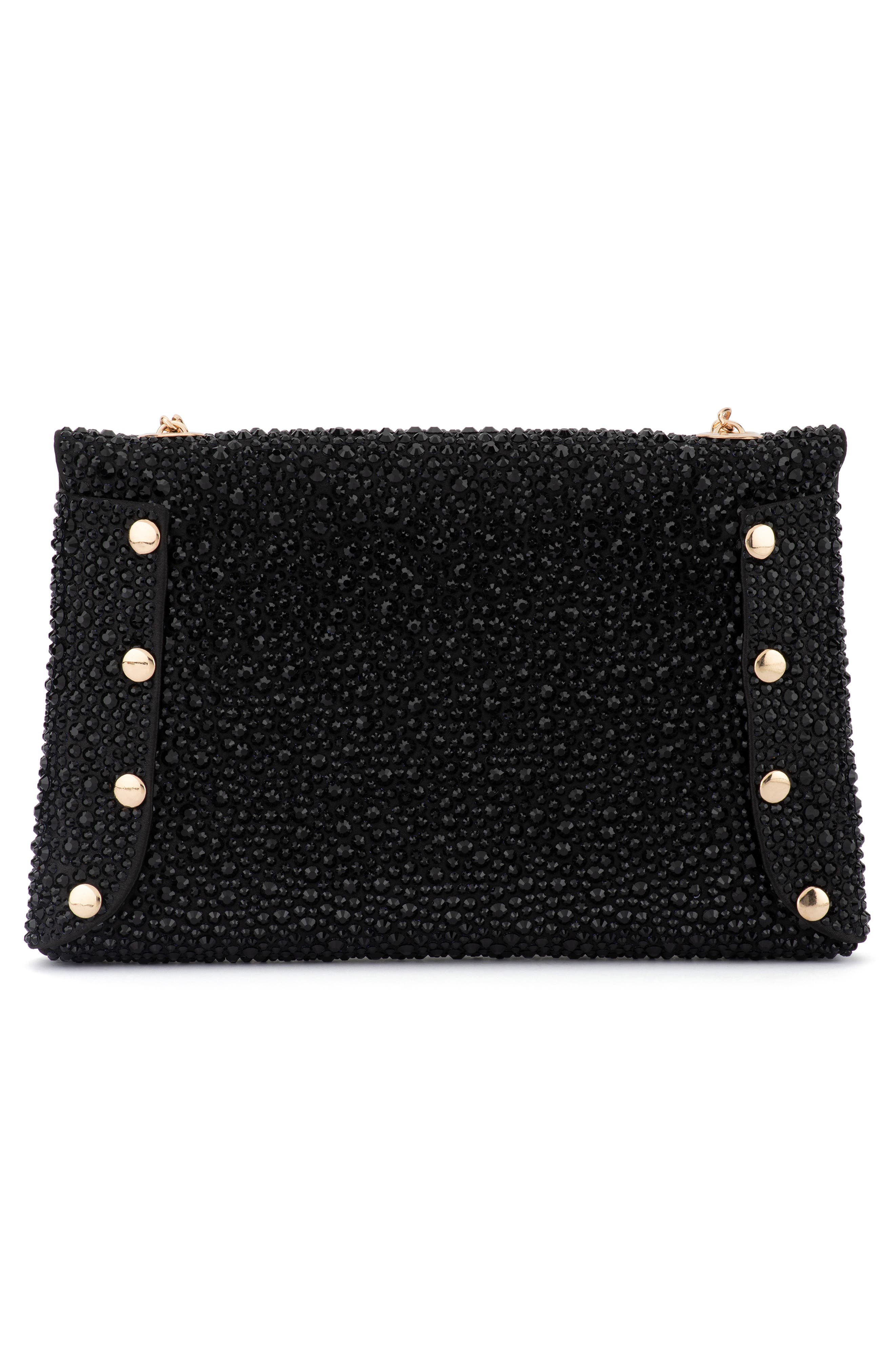 Olga Berg Hattie Crystal Shoulder Bag, Alternate, color, Black