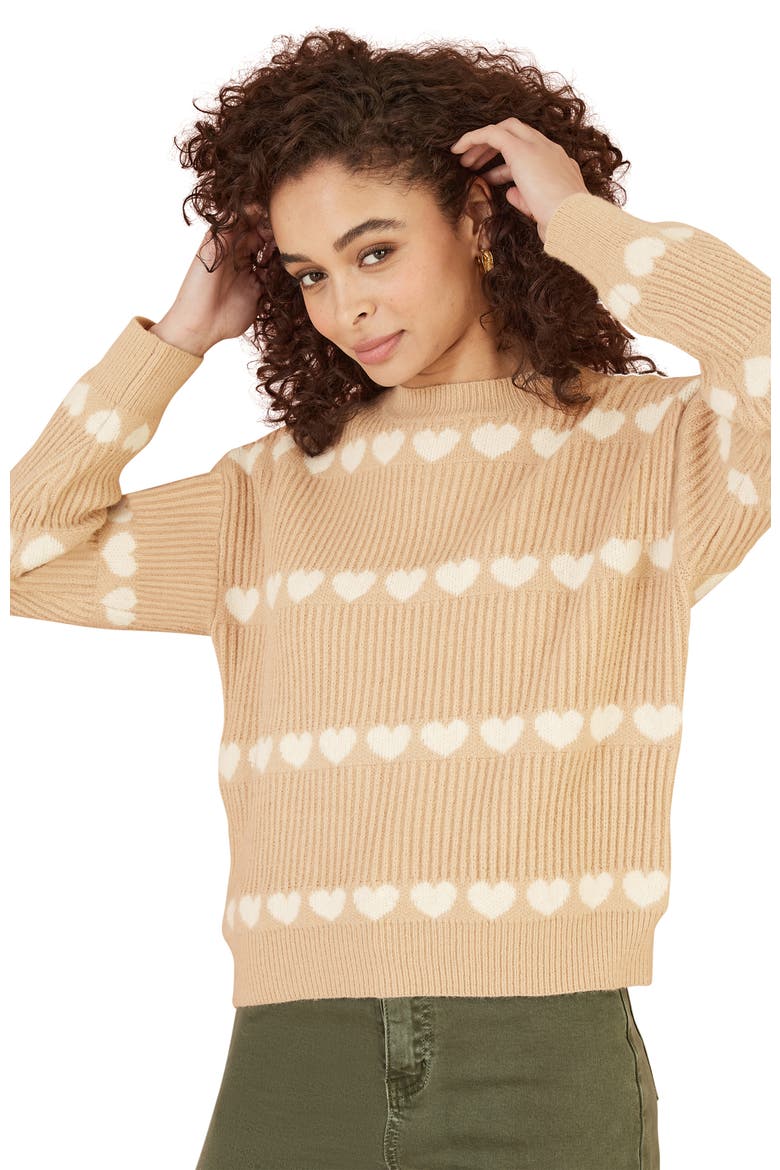Heart Stripes Jumper, Alternate, color, Oatmeal