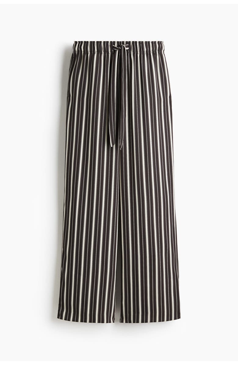 H&M Drawstring Twill Trousers, Main, color, Black/Striped