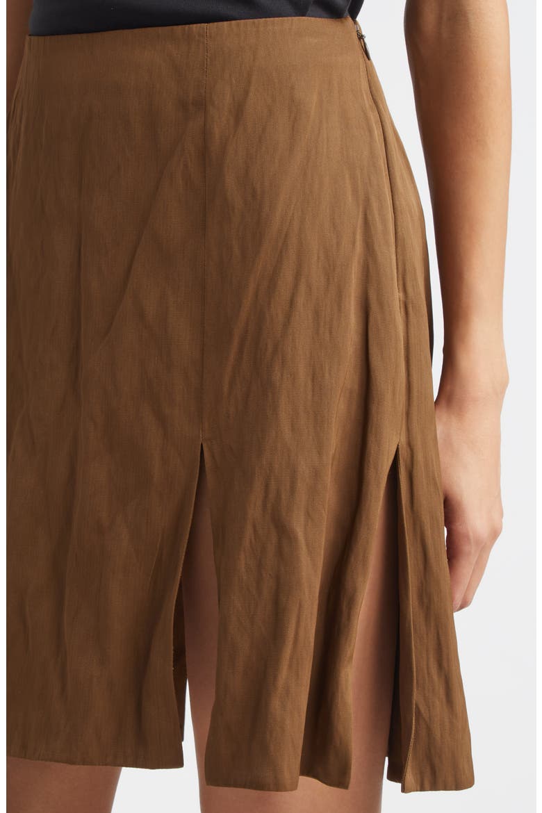 Shadow Slit Nylon Skirt, Alternate, color, BRONZE