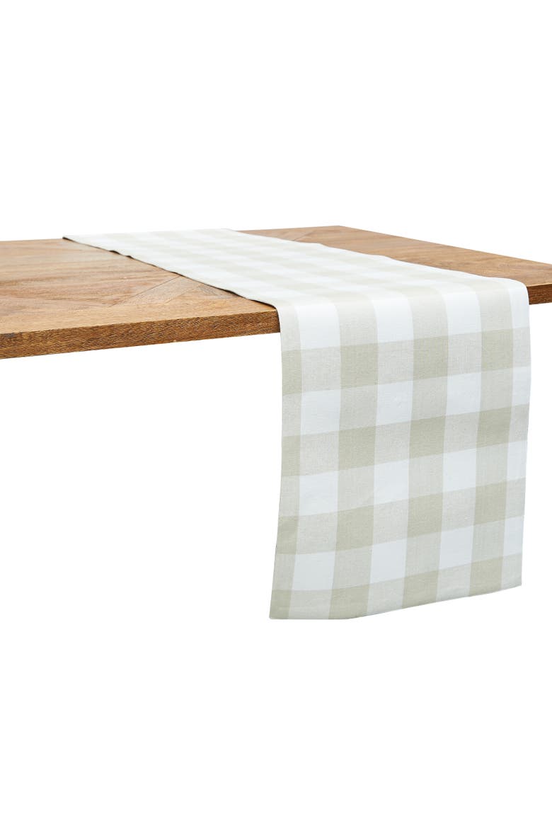 Franklin Pebble Gingham Check Table Runner 13" x 72", Main, color, Grey