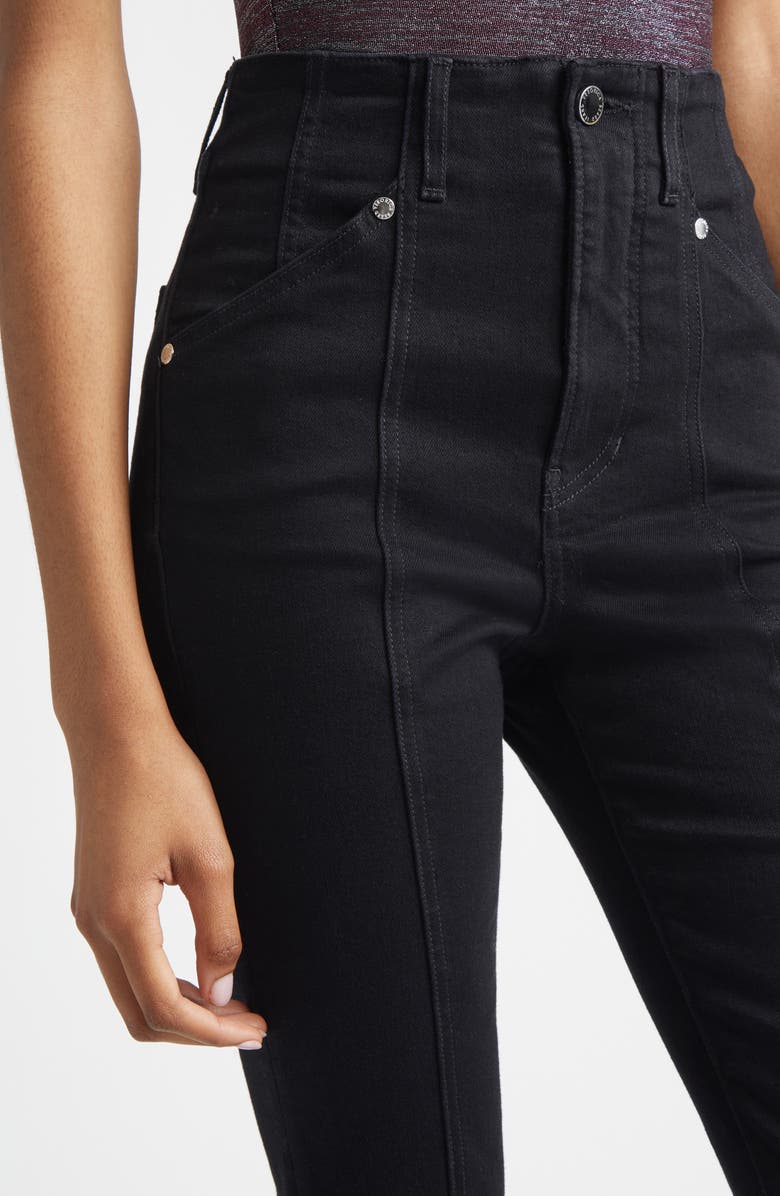 Veronica Beard Carson Seamed High Waist Ankle Flare Jeans, Alternate, color, Onyx