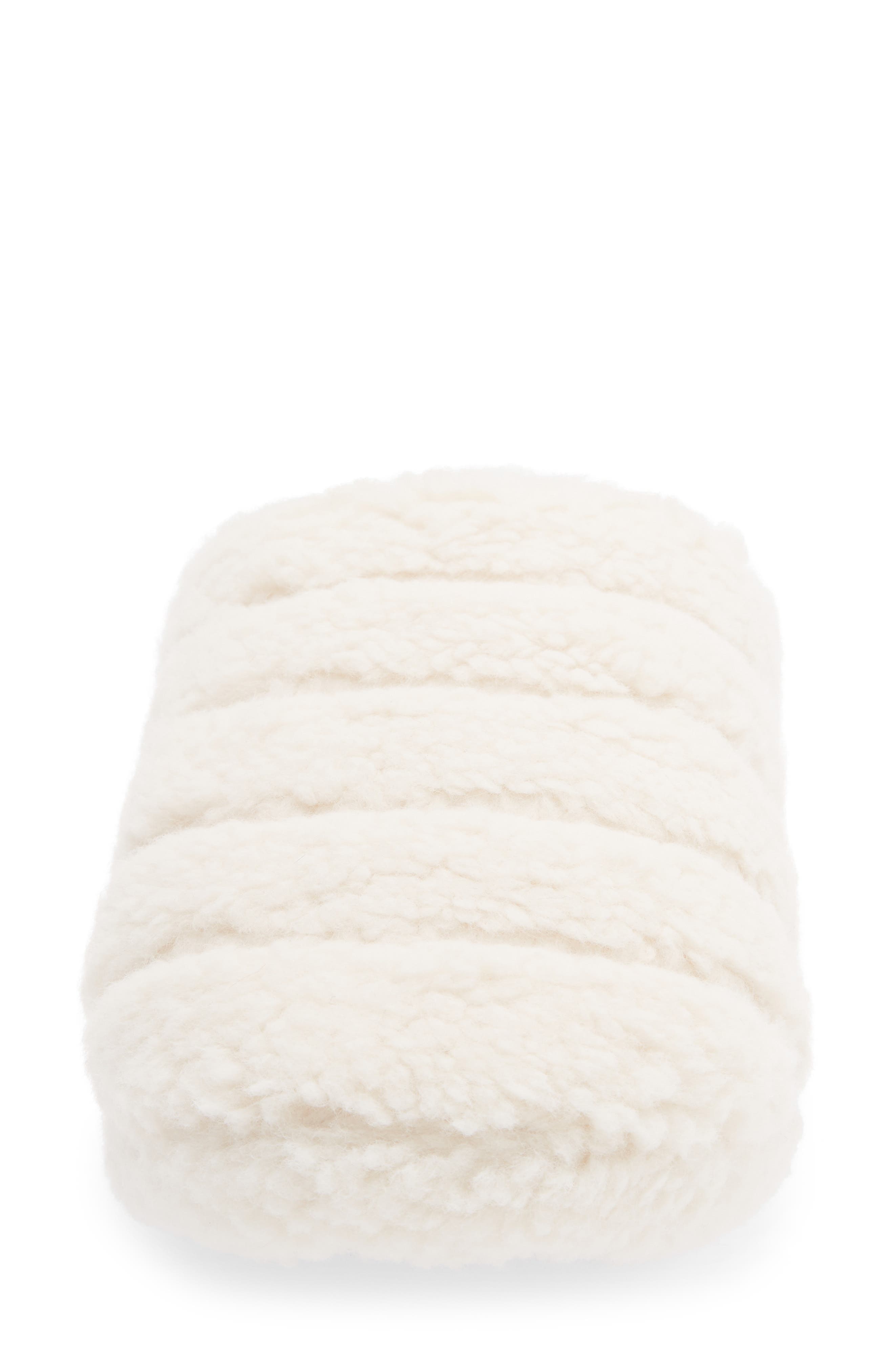 Quilted Faux Fur Scuff Slipper, Alternate, color, IVORY